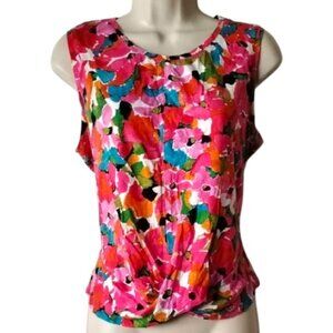 Sanctuary Twist Front Sleeveless Crop T-shirt L Watercolor Floral